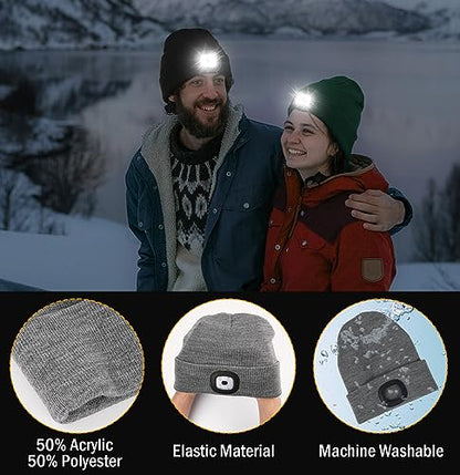 Unisex LED Beanie,USB Rechargeable Winter Flashlight,Christmas Beanie with a Light for Men Blue - color: Blue