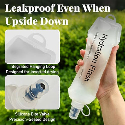 2Pcs 500ml Soft Flask, TPU Collapsible Soft Water Bottle for Hydration Pack, Running Vest, Leak-Proof Folding Water Bottle for Hiking Cycling Climbing Jogging- Wihte - color: 500ML Wihte