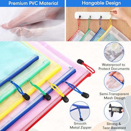 Zhehao 100 Pcs B4 Mesh Zipper Pouch Bag Bulk Mesh Pouch with Zipper - color: Colorful, size: B4,15 x 11 Inch