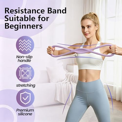 Figure 8 Resistance Band with Handles, for Home Gym,Yoga & Physical Therapy - color: 15 LBS Purple
