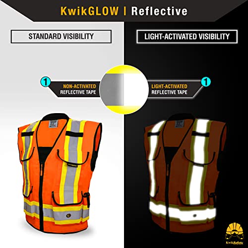 KwikSafety GODFATHER Safety Vest Class 2 & Class 3 ANSI OSHA Hi Vis Vest - color: Orange, size: Large
