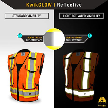 KwikSafety GODFATHER Safety Vest Class 2 & Class 3 ANSI OSHA Hi Vis Vest - color: Orange, size: Large