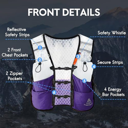 Haimont 5L Trail Running Hydration Vest with Soft Flasks - color: Purple, size: Medium