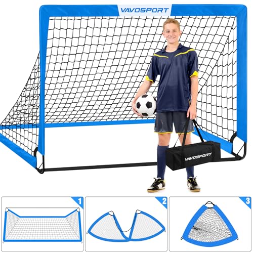 VAVOSPORT Kids Soccer Goals for Backyard Set of 2,Soccer Training Equipment - color: 4-Blue, style: 5 ft x 3.6 ft