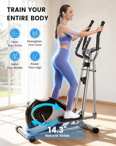 Dripex Elliptical Exercise Machine, Ultra Quiet Magnetic Trainer for Home - color: Metallic