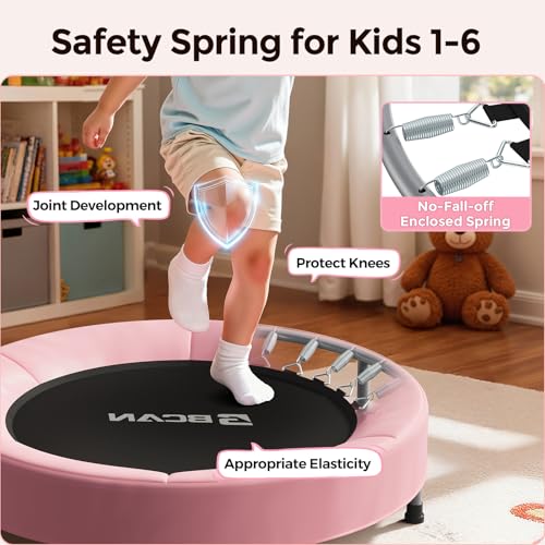 BCAN SP1 36'' Kids Toddler Trampoline Indoor, Foam Handle | FED Fitness - color: Pink-Classic
