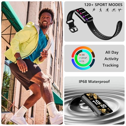 Health Fitness Tracker, Smart Watch with 24/7 Heart Rate, Activity Tracker with Blood Pressure and Blood Oxygen Monitor, 120 Sport Mode Waterproof Sleep Tracker for Women Men - color: Silver Black