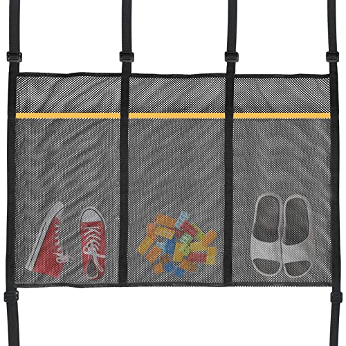 Trampoline Shoes Bag, 3 Pouch Storage Mesh Bag Trampoline Shoe Holder,Indoor Household Item Fitness Shoes Organizer, Trampoline Item Storage Accessories Equipment Bag, black