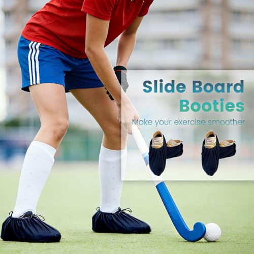Slide Board Booties for Smooth Gliding (Reusable, Washable) Shoe Covers Compatible with All Fitness Hockey Slide Boards Slip Over Shoe Design - color: black