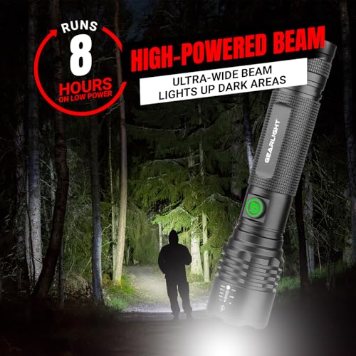 GearLight LED Flashlight High Lumens, Rechargeable Tactical Flashlight, Bright Handheld Flashlight for Camping, Hunting, Home, Security, Hiking, Walking at Night & Emergency Use - color: S2000 Black, size: Rechargeable
