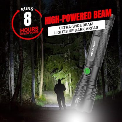 GearLight LED Flashlight High Lumens, Rechargeable Tactical Flashlight, Bright Handheld Flashlight for Camping, Hunting, Home, Security, Hiking, Walking at Night & Emergency Use - color: S2000 Black, size: Rechargeable