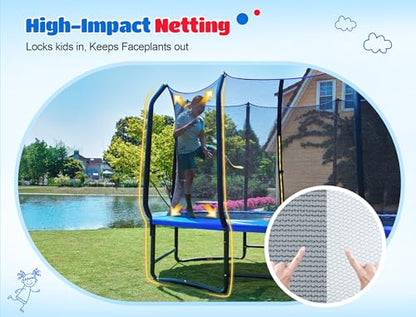 ORCC Oval Outdoor Trampoline with Safety Net - Recreational Gymnastics Trampoline for Kids, 1200LBS Capacity, Heavy-Duty Galvanized Steel Frame - size: 10*16FT