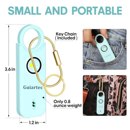 Rechargeable Personal Safety Alarm for Women, 135 dB Loud Self Defense Keychain Siren with LED Strobe Light, Personal Emergency Security Safe Devices Key Chain Alarms for Women Kids Elderly (Aqua)