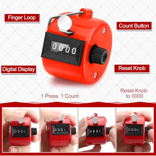 Draupnir 24Pcs Handheld Tally Counter, Metal Pitch Counter Hand Mechanical Counters Clickers for School Event, 8 Colors Counting Numbers for Coaching, Fishing, People, Golf Lap, Stadiumand Sport Row