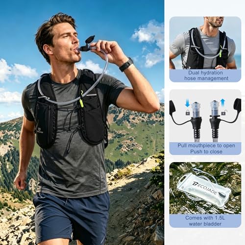 BECOJADDE 5L Running Vest for Women, Hydration Backpack Lightweight & Breathable for Trail Running, Marathon, Hiking, Cycling - color: Black