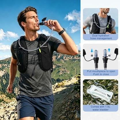 BECOJADDE 5L Running Vest for Women, Hydration Backpack Lightweight & Breathable for Trail Running, Marathon, Hiking, Cycling - color: Black