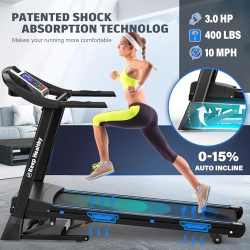 Treadmills for Home with Incline, 16in Wide Belt, App, Bluetooth, 8.5 MPH Walking Pad Treadmill Running Machine 330 Lbs Capacity, Pulse Heart Rate Sensor, 3.5HP Quiet Brushless Motor - color: GREEN
