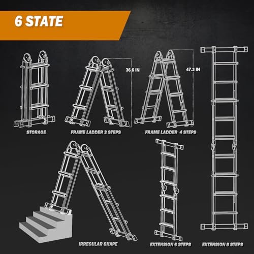 Soctone Ladder, A Frame Extension Ladder, 10.5 Ft Multi Position Ladder - size: 10.5 Ft