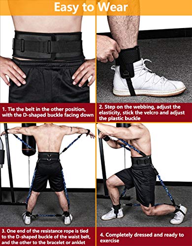 Boxing Resistance Bands Set for Speed and Agility, Workout Band Ankle Exercise Bands Legs Ankle Straps for Resistance Training Enhance Explosive Power - color: Black-200lbs