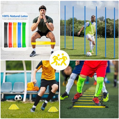 Haootadiy Soccer Agility Training Poles Equipment |Adjustable Soccer Equipment for Training Includes 6 Flexible Agility Poles