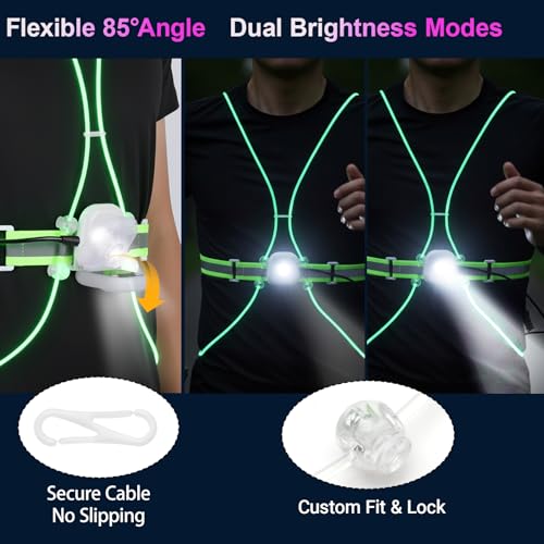 Reflective Running Vest: Rechargeable LED Running Gear with 3 Modes and 7 Colors, Adjustable Running Lights for Runners, Reflective Safety Vest for Night Running