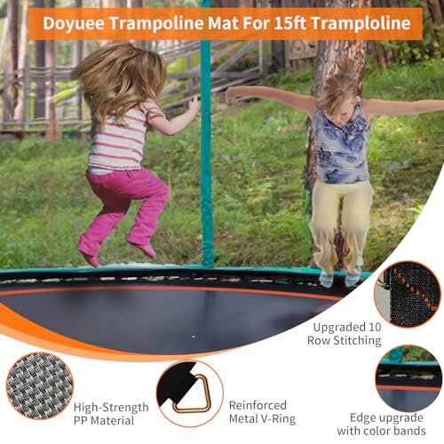 Trampoline Mat Replacement-Fits 15ft Trampline Frame with 96/108 Rings for Choose,Fits 5.3"-8.5" Springs, Mat Diameter 13.05ft-13.56ft,（Spring and Frame not Included） - style: 108 Rings & 156.7inch(13.05ft)Dia-Fits 7.5" - 8.5" Springs