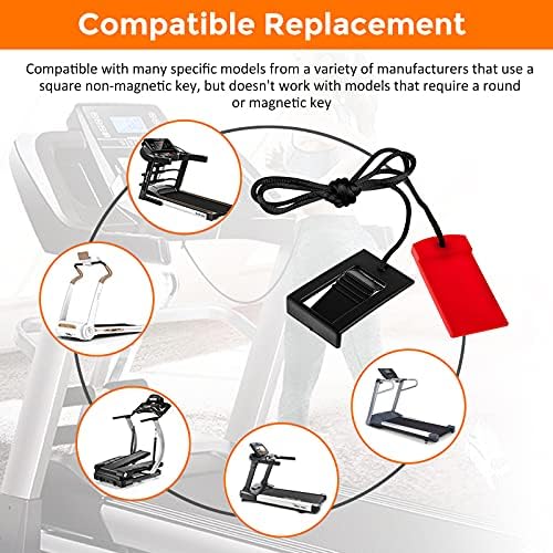 Treadmill Safety Key for Most NordicTrack Proform Image Weslo Reebok Epic Gold's Gym Freemotion and Healthrider Treadmills - color: Black Square