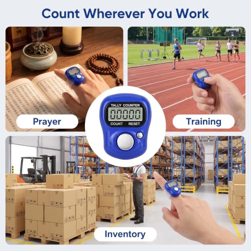 Jinshining Electronic Finger Counter Display Counter LED Digital Row Counter, Handheld Number Click Counter, Electronic Finger Counter Hand Tally Counter with Ring for Counter Counters Accessories - color: bule
