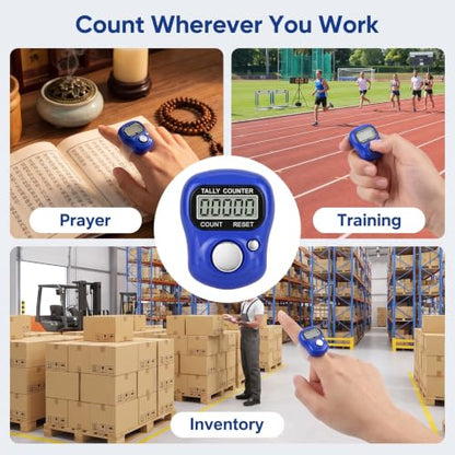 Jinshining Electronic Finger Counter Display Counter LED Digital Row Counter, Handheld Number Click Counter, Electronic Finger Counter Hand Tally Counter with Ring for Counter Counters Accessories - color: bule