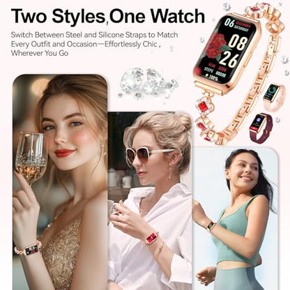 1.47" Smart Sports Watch, 10-Day Battery, IP68 Waterproof - color: Rose Gold-Red
