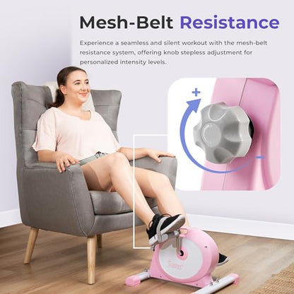 Sunny Health & Fitness Smart Mini Cycle, Under Desk Pedal Arm/Leg Exerciser - color: Pink