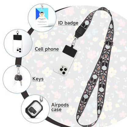 FUVLIFE Cell Phone Lanyard Crossbody, Clip and Go Phone Strap with Wallet - color: Flower