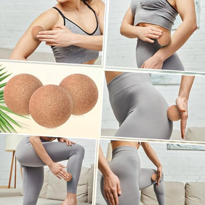 Seenelling 100 Pcs Cork Massage Ball 2 Inch Solid Hard Myofascial Release Yoga Ball for Back Foot Neck Pain Therapy Portable Tissue Muscle Release Tool for Home Office Travel - size: 2 inches