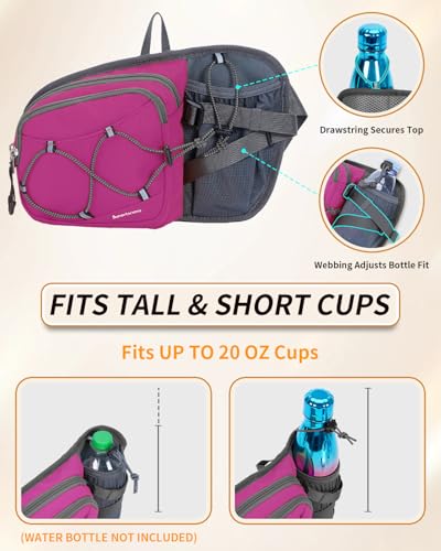 sportsnew Hydration Waist Pack with Water Bottle Holder, 2L Large Fanny Pack for Running Hiking Dog Walking, Water-Resistant Crossbody Waist Bag for Men Women - color: Deep Pink