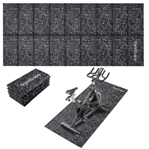 GymCope Foldable Treadmill Mat for Hardwood Floors & Carpet Exercise Mat - color: Black/White, size: 70"L x 32"W x 0.24"Th
