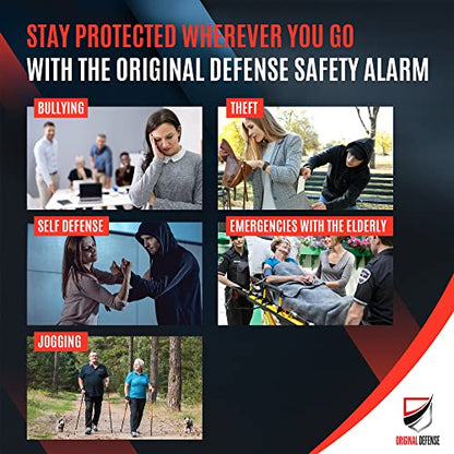 Original Defense® Siren Self-Defense Alarm - 130 dB Keychain Alarm with LED Strobe Light for Women, Children, and Elderly - Police Recommended - (White, 1 Count) - color: White