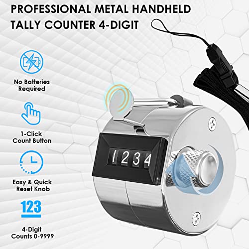 KTRIO Metal Handheld Tally Counter, 4-Digit Mechanical Clicker - style: 1 Pack