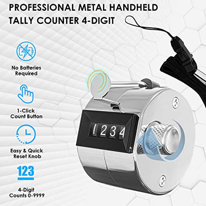 KTRIO Metal Handheld Tally Counter, 4-Digit Mechanical Clicker - style: 1 Pack