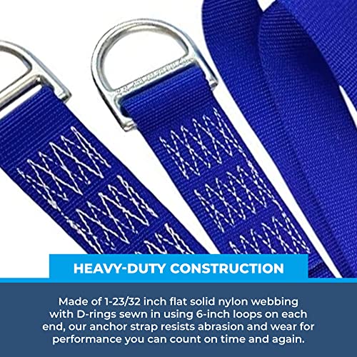Rock-N-Rescue Professional Nylon Web Anchor Strap - Safety-Rated D-Ring Configuration, Heavy-Duty Fall Protection Equipment, Multiple Lengths 36-180 Inch, Industrial Safety Gear - size: 84"