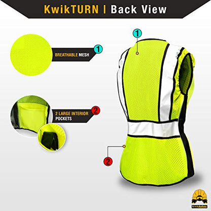 KwikSafety RoadBOSS Econ & Premium Safety Vest for Women Class 2 ANSI OSHA - color: Yellow, size: Large
