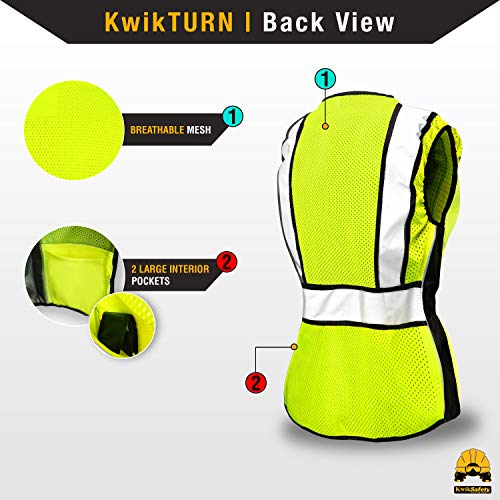 KwikSafety RoadBOSS Econ & Premium Safety Vest for Women Class 2 ANSI OSHA - color: Yellow, size: X-Large