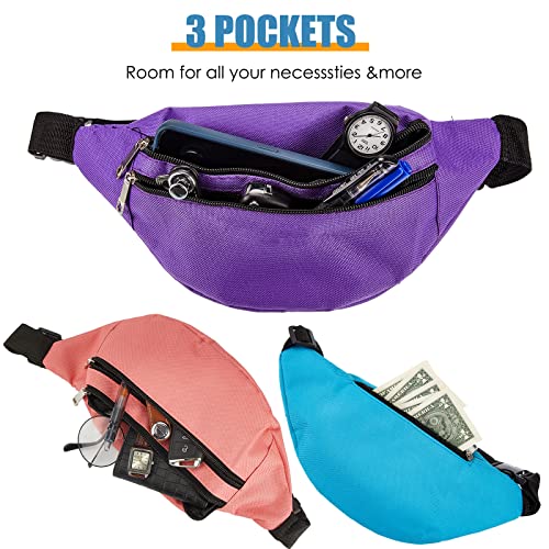 Tessco 20 Pcs Fanny Pack Bulk 80s 90s Waist Pack Sport Lightweight Belt Bag Running Waist Bag with Adjustable Belt and 2 Zippers for Women Men Travel Running Phone Holiday Gift