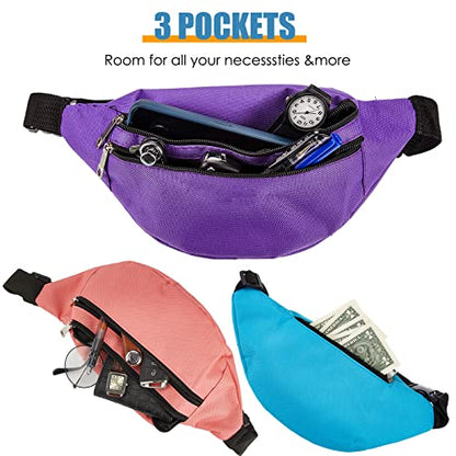 Tessco 20 Pcs Fanny Pack Bulk 80s 90s Waist Pack Sport Lightweight Belt Bag Running Waist Bag with Adjustable Belt and 2 Zippers for Women Men Travel Running Phone Holiday Gift