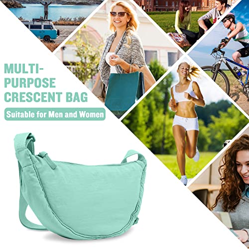 Nylon Crescent Crossbody Bag for Women Purses Trendy Men,Small Travel Sling Bag Hobo - color: Cyan, size: Small