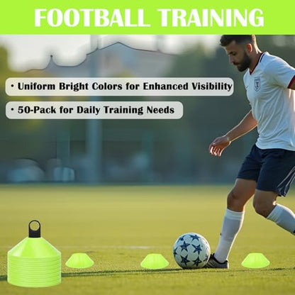 Agility Soccer Cones, 50 Pack for Soccer Training, Basketball Pylons Cones - color: Blue