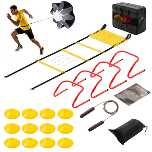 OLIXIS Soccer Football Agility Training Equipment with 4 Adjustable Hurdles