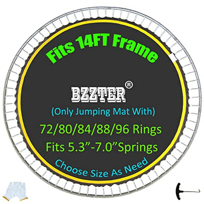 Trampoline Replacement Mat,Mat Diameter:11.97-12.56FT,Fits 14ft Trampoline Frame,with 72 80 84 88 96 Rings for Choose,Fits 5.3-8.5 Inch Springs(Need to Choose),Spring and Frame not Include. - style: 84 V-Rings/147.6" Diam/Fits 6.5"-7"Spring