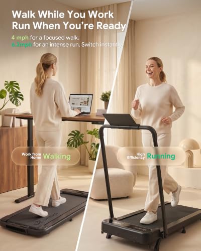 UREVO Strol 2E Pro Smart Walking Pad Treadmill with APP, 12% Incline, Compact Walking Pad with Safety Handle, Plug & Play, Desk Treadmill with LED Display, Walking & Running for Home Office - color: grey