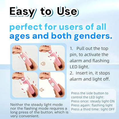 130dB Rechargeable Personal Alarm with Strobe Light & Low Battery Indicator - color: Pink