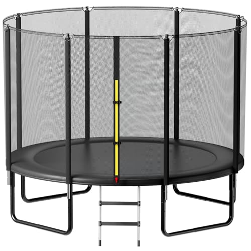 Trampoline Outdoor 8FT 10FT 14FT, Recreational Trampolines with Enclosure and Ladder, Anti-Rust Trampolines for Kids and Adults, ASTM Approval - size: 8FT